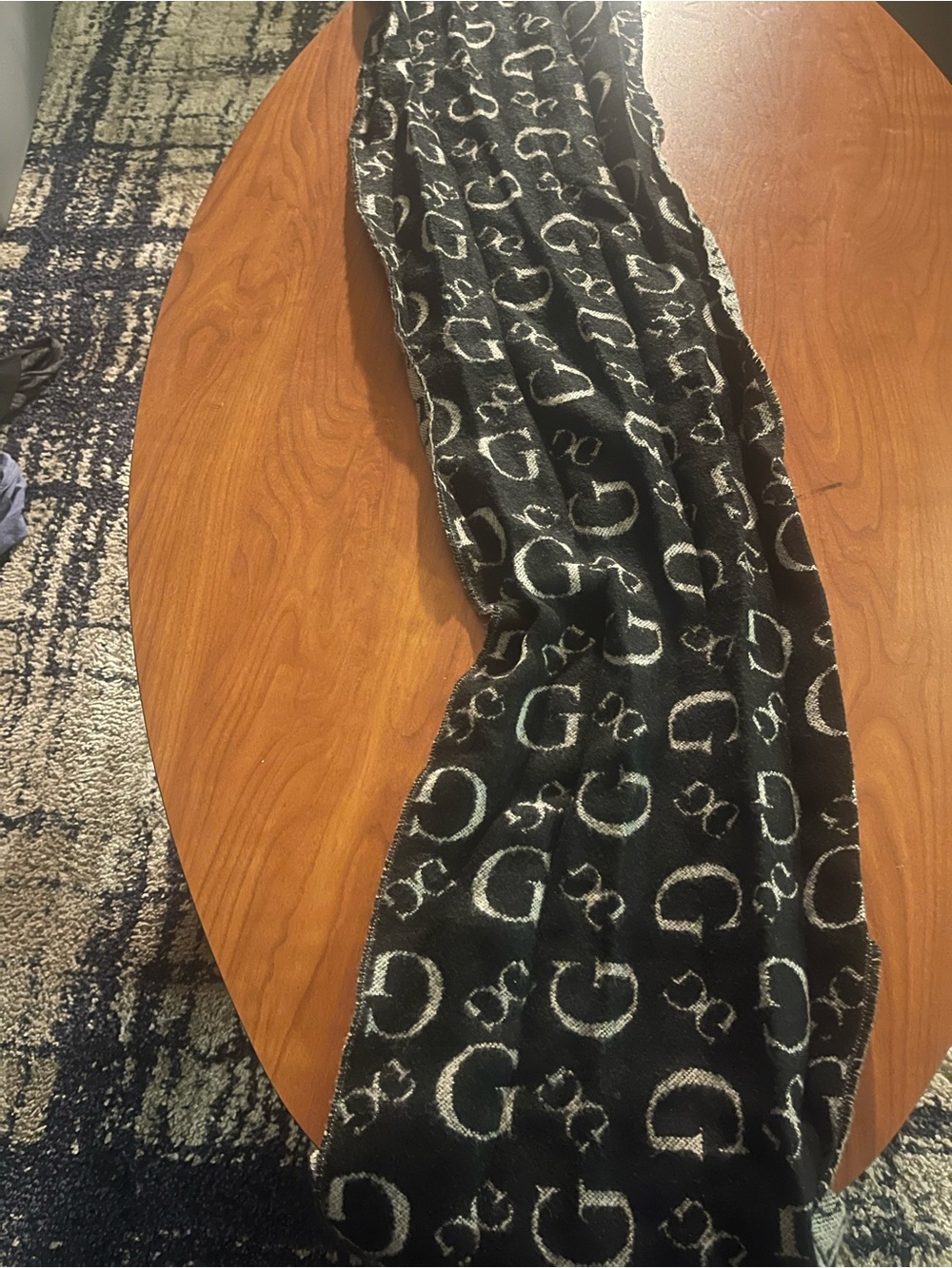 G by Guess Black Scarf with Light Logo Motif